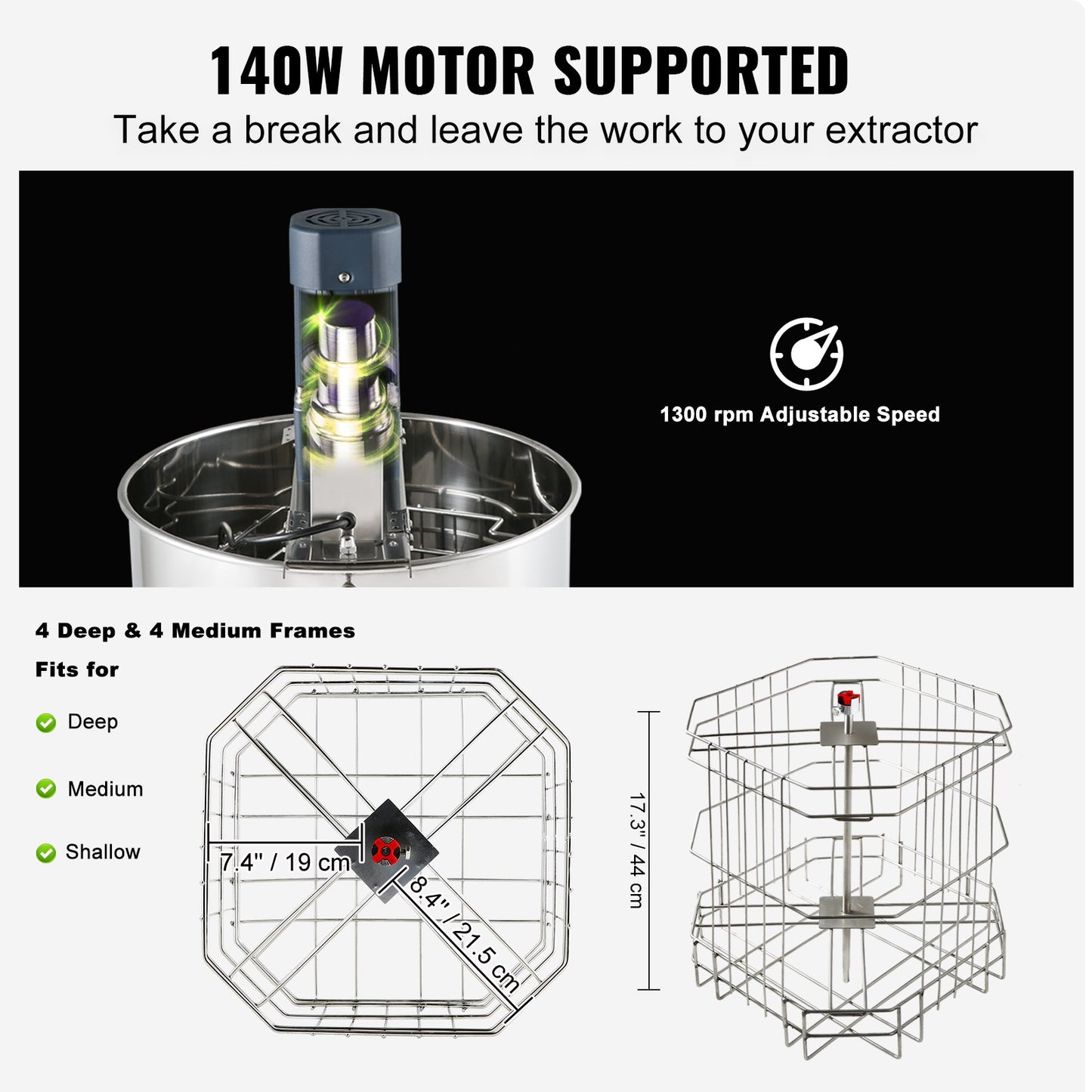 Honey extractor Electric honey extractor Beekeeping equipment 4/8 frames Stainless steel