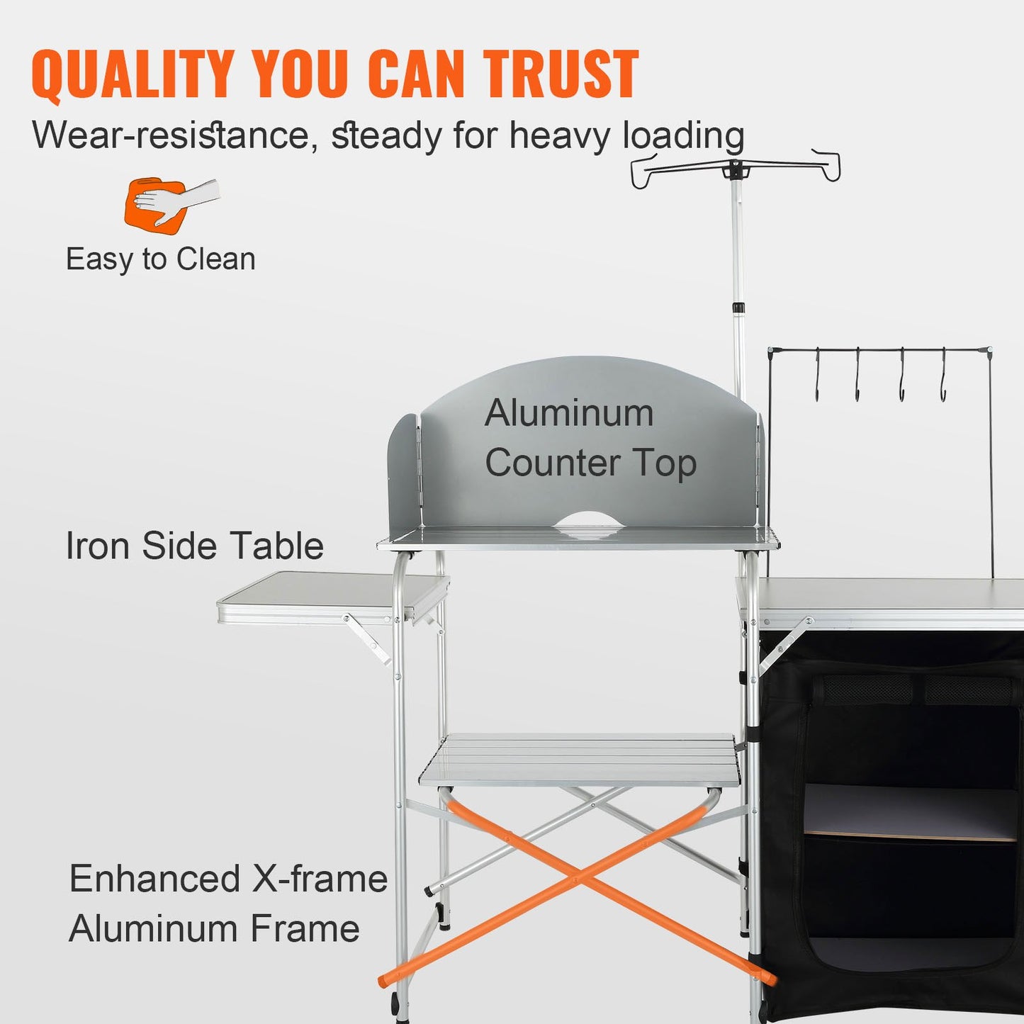 Camping Kitchen Table Foldable Portable Kitchen Table 1 Cabinet & Windshield