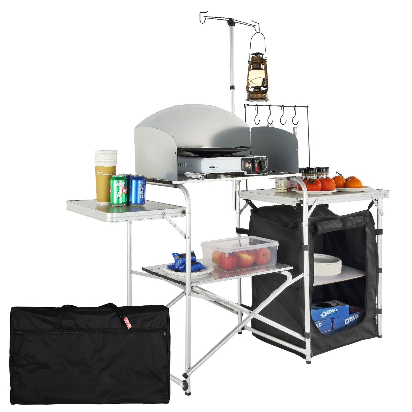 Camping Kitchen Table Foldable Portable Kitchen Table 1 Cabinet & Windshield