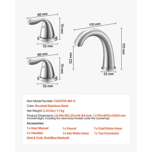 romersk badkarsblandare, 3-håls vattenfallsblandare, badkarsblandare med svanhals och 2 handtag, badkarsblandare för däckmontering för vuxna, borstat rostfritt stål, hög pip | EU