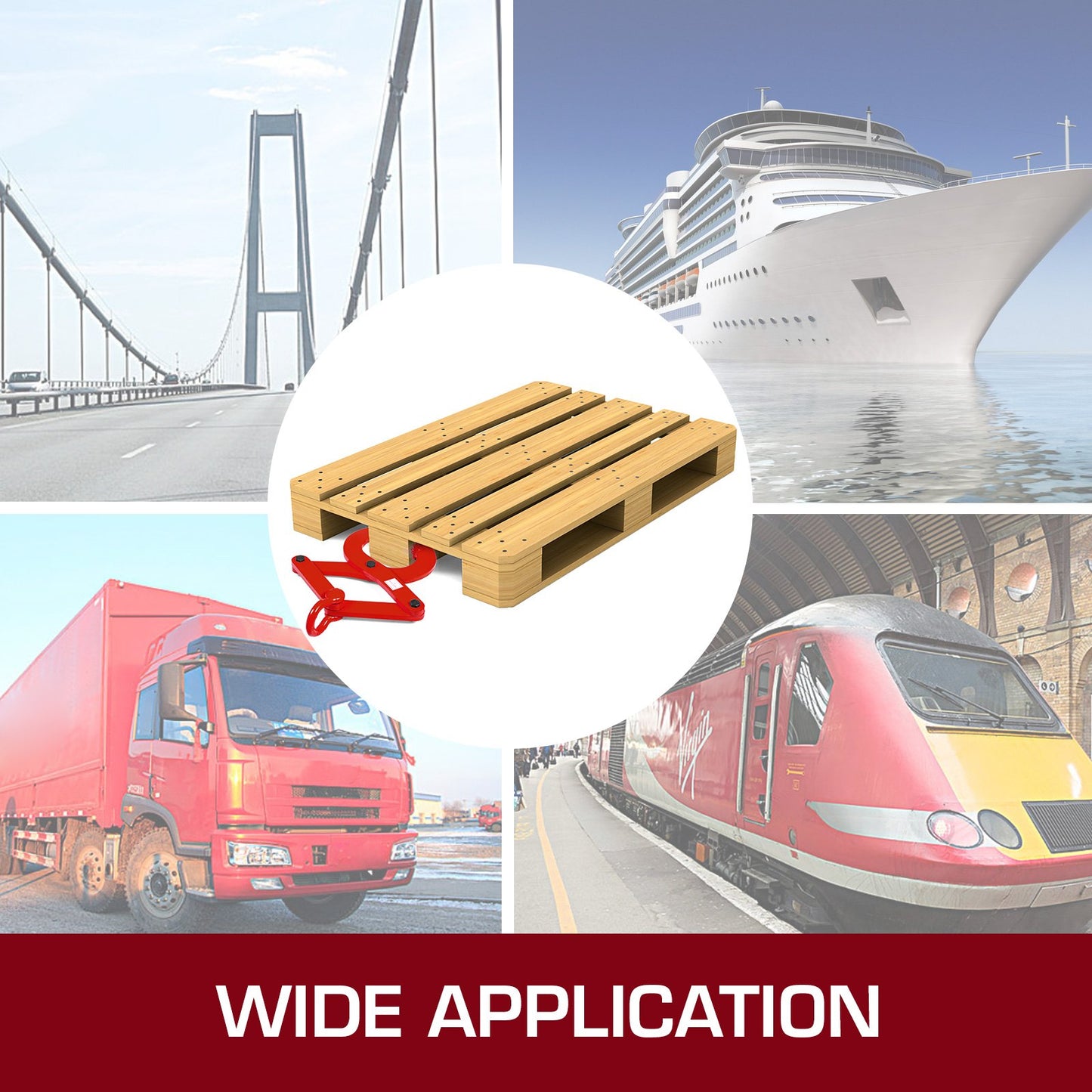 2T Pallet Puller Steel Single Scissor Red Pallet Puller Clamp 4409 LBS Capacity Pallet Grabber 6.3 Inch Jaw Opening x 0.5 Inch Jaw Height arbitrarily Changed to Adjust The use