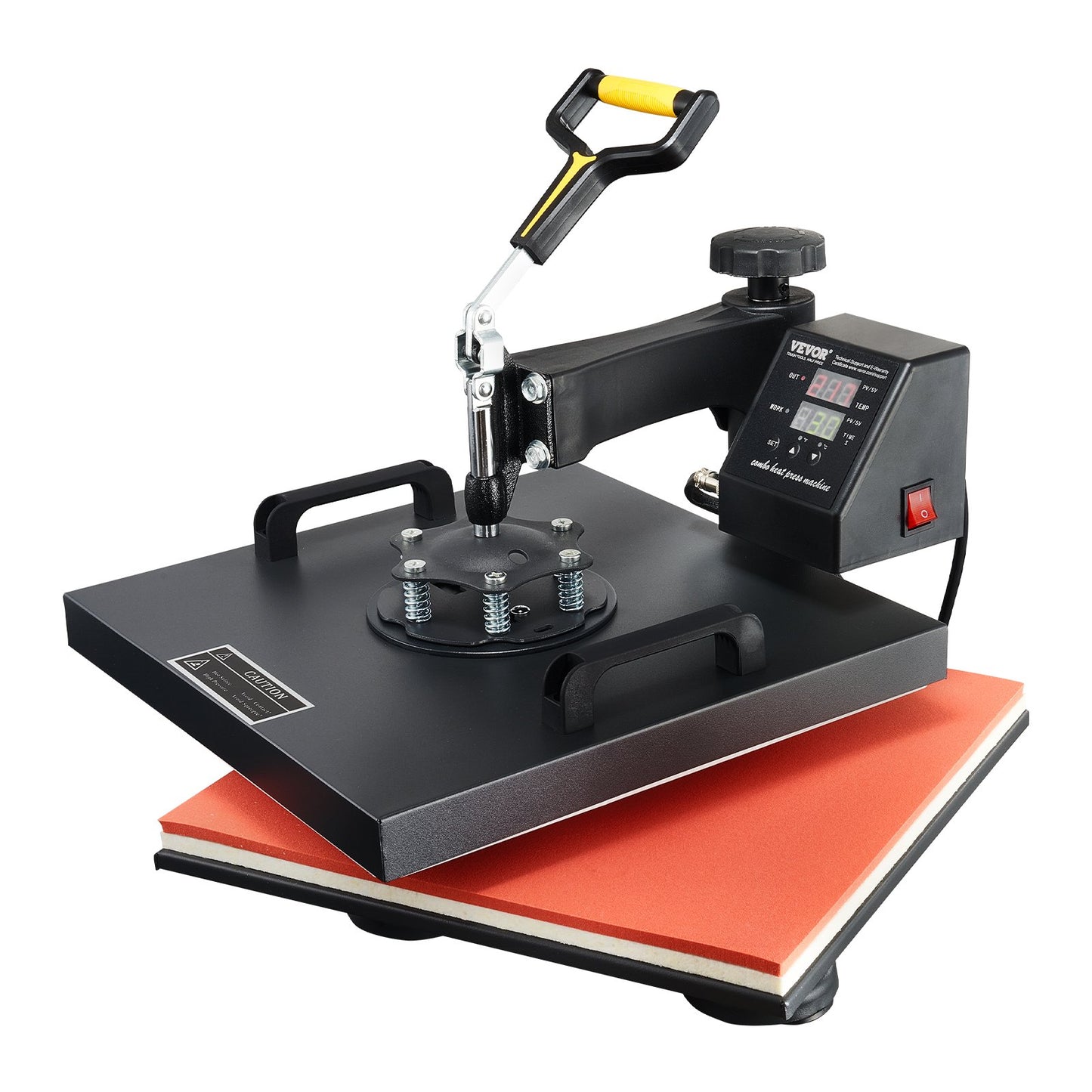 Wärmepresse, 15 x 15 Zoll/38 x 38 cm, 2-in-1-Clamshell-Sublimationstransferdrucker mit Teflonbeschichtung, digitale, präzise Wärmeregelung, Powerpress für T-Shirts, Hüte und Kappen