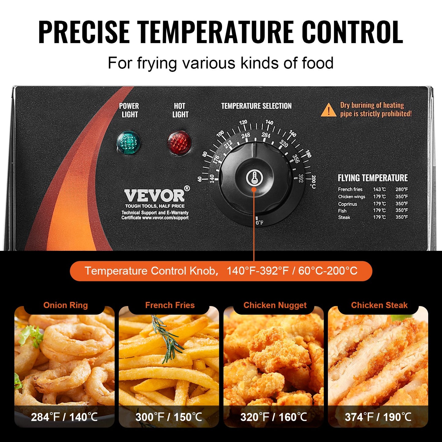 Commercial Electric Fryer 2500W 12L Stainless Steel Upgrade 200°C