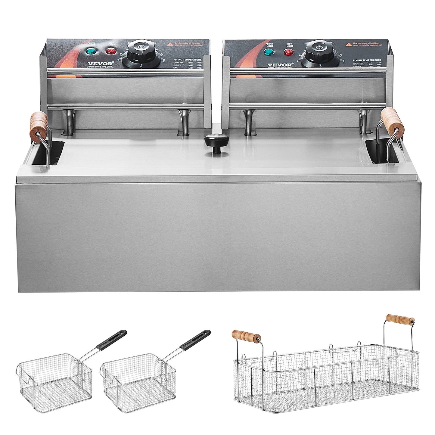 Commercial Electric Fryer 2500W 12L Stainless Steel Upgrade 200°C