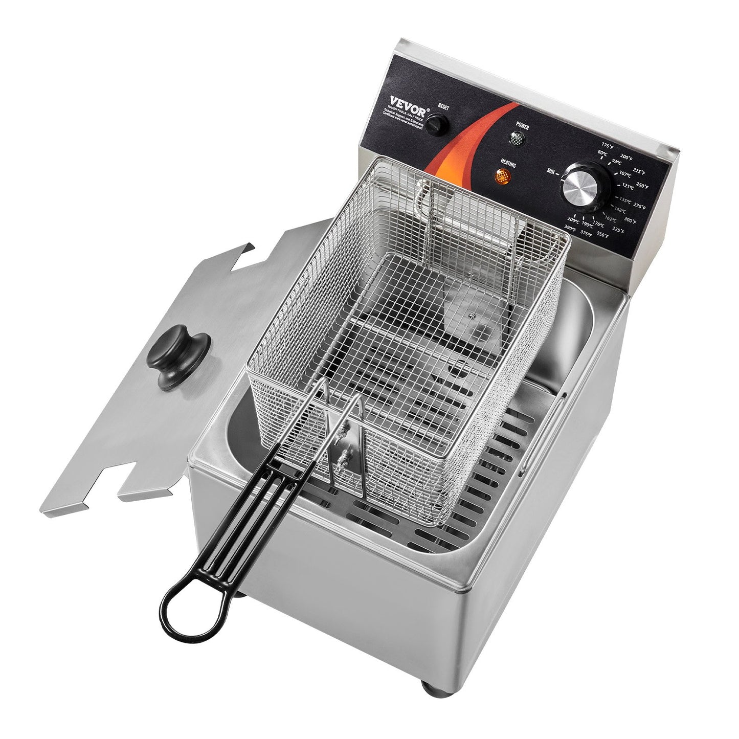 Kommersiell elektrisk fritös 3100W 9L rostfritt stål Uppgradering 200°C