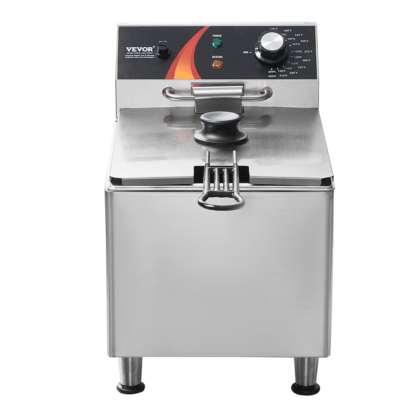 Kommersiell elektrisk fritös 3100W 9L rostfritt stål Uppgradering 200°C