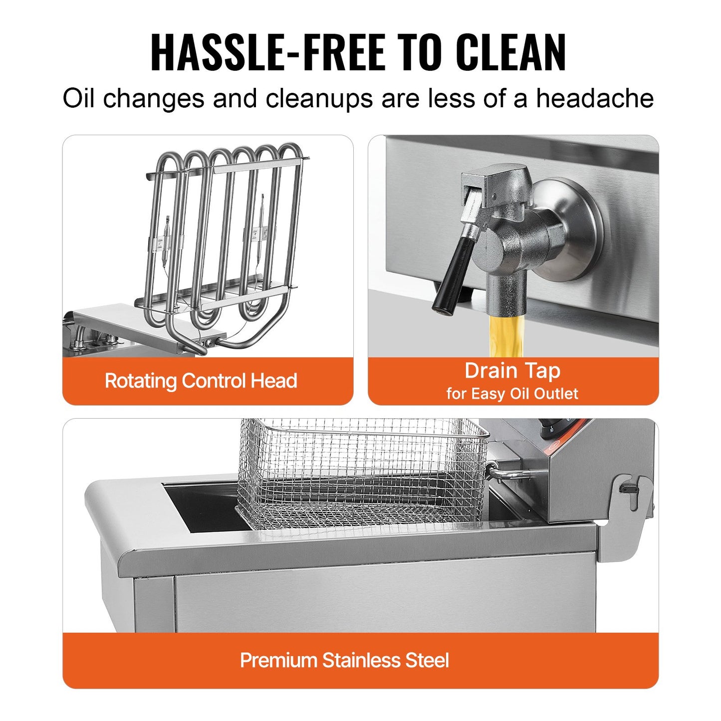 Commercial Electric Fryer 3000W 9L Stainless Steel Upgrade 200°C