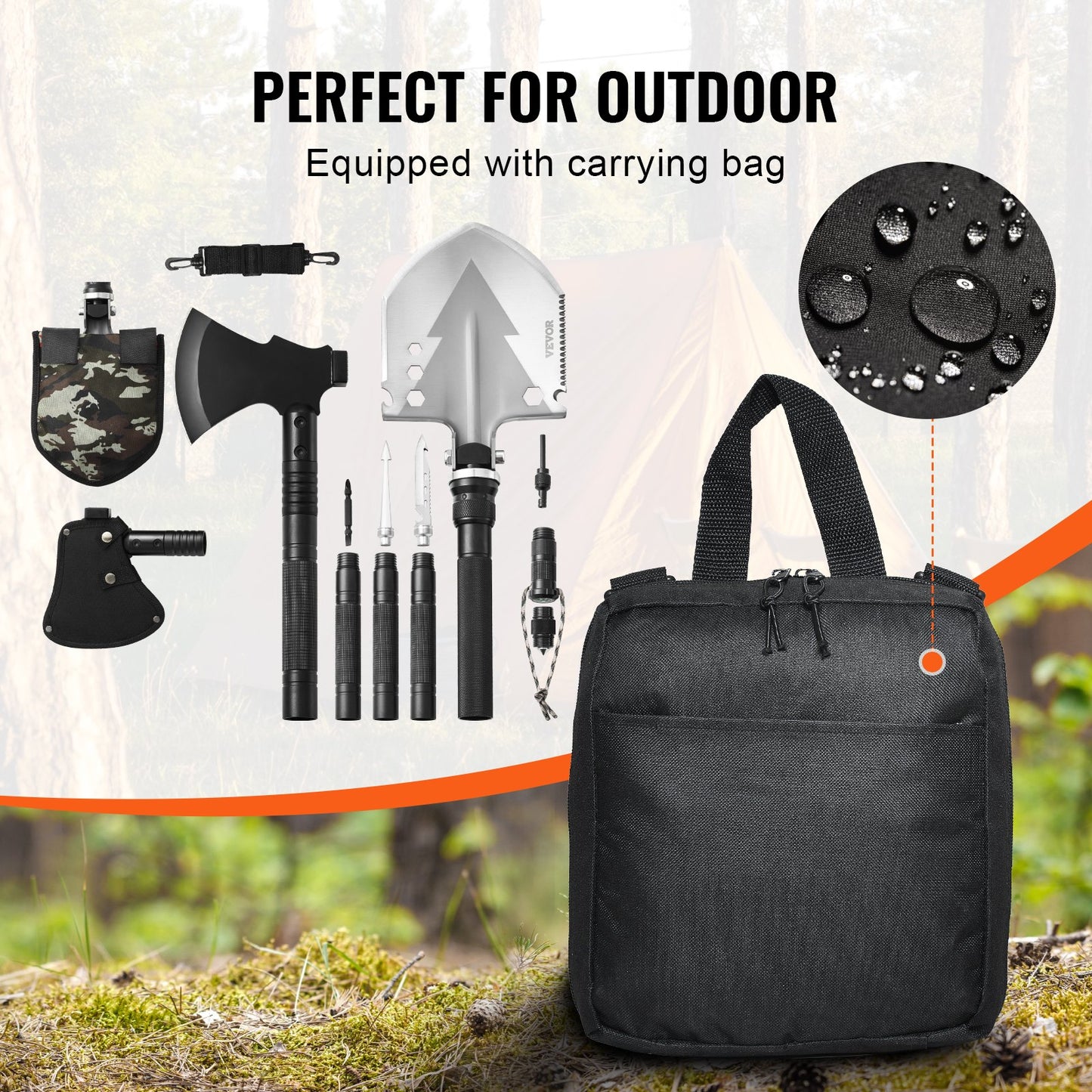 Survival Shovel Survival Axe 16-i-1 camping fällbara spadar med yxa