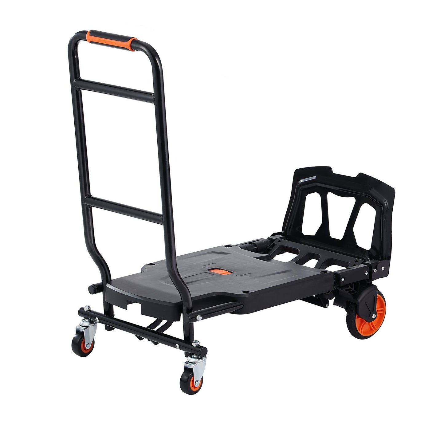 Aluminium-Sackkarre, 2-in-1, 136 kg Tragkraft, robuster, industrieller, umwandelbarer, faltbarer Sackkarre und Rollwagen, Mehrzweckwagen lässt sich von Sackkarre in Plattformwagen mit Gummirädern umwandeln