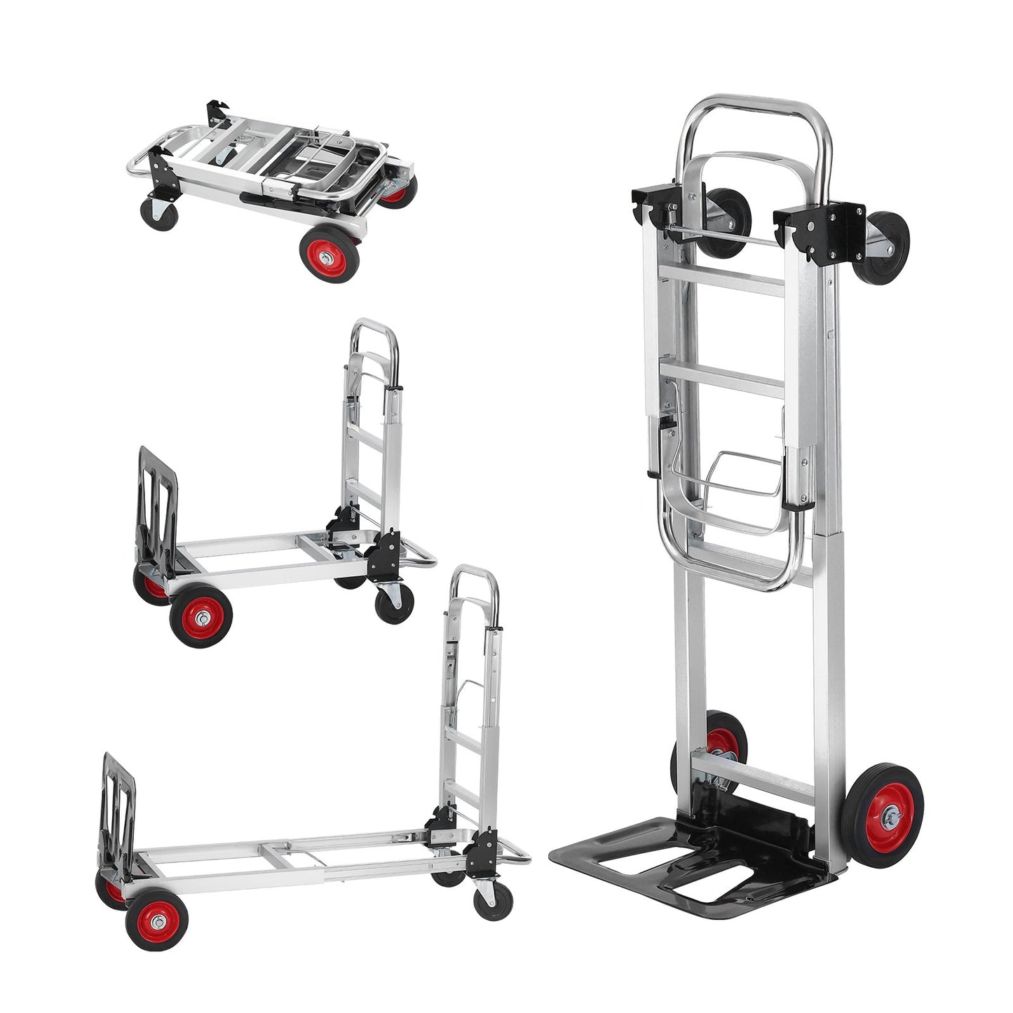 Aluminium Handtruck, 2 i 1, 400 lbs lastkapacitet, Heavy Duty Industriell Cabriolet hopfällbar Handtruck och Dolly, Utility Cart konverterar från Handtruck till plattformsvagn med gummihjul