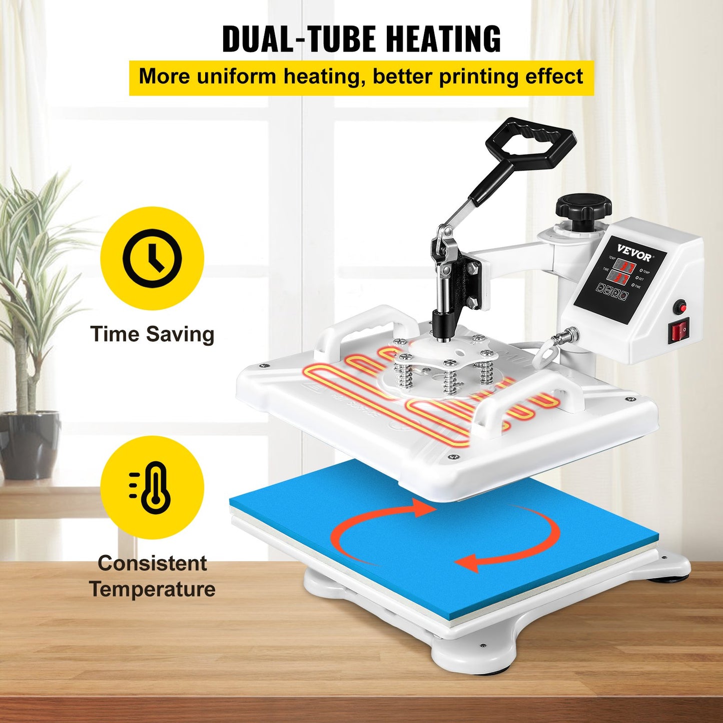 Heat Press 12 X 15 Inch 5 In 1 Heat Press 1250W Heat Press Machine Swing Away White Heat Press T-shirt Sublimation Printer Transfer 360 graders rotation för DIY-skor Hatt och T-shirt