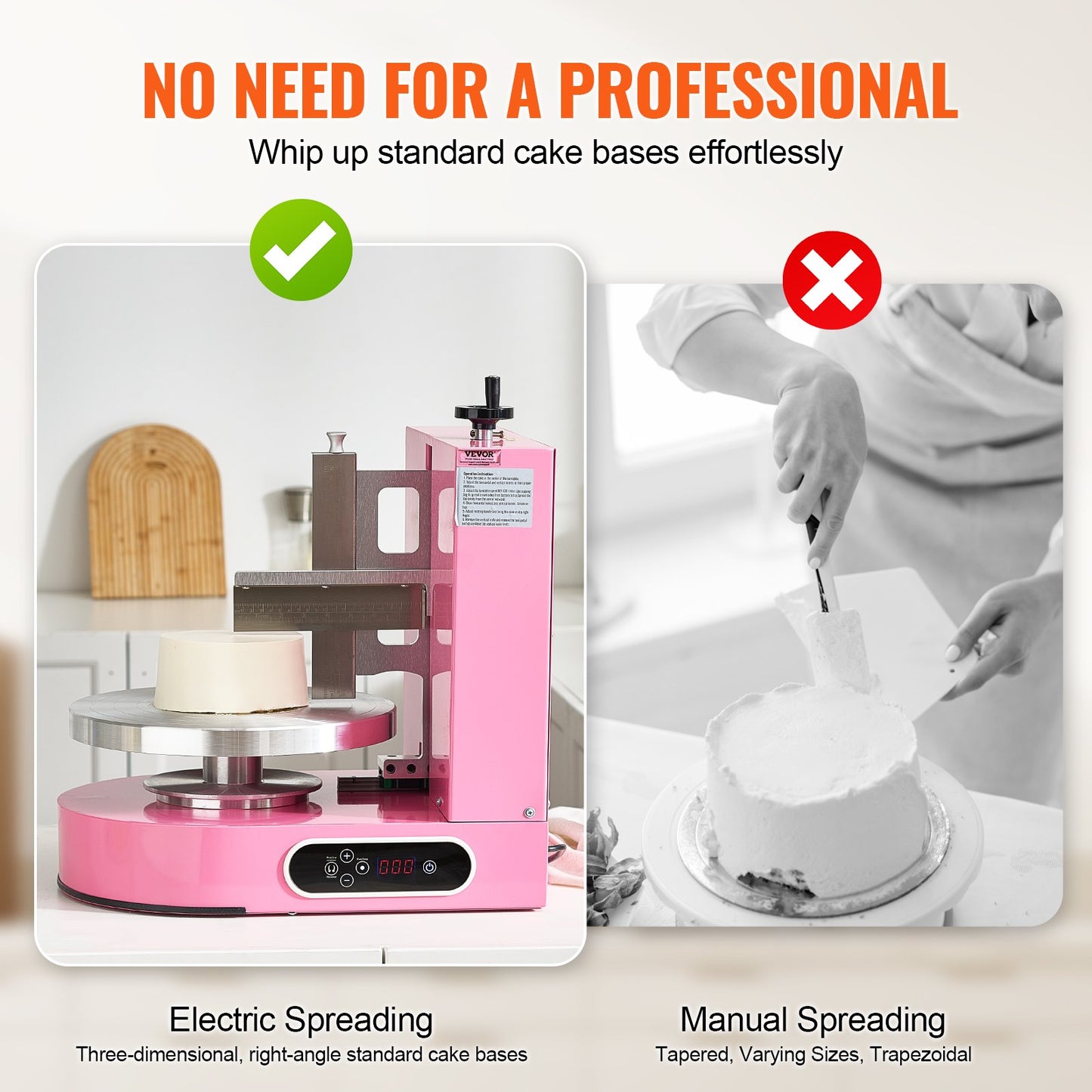 Cake Decorating Machine Cake Frosting Spread for 4" to 12" Cake Pink