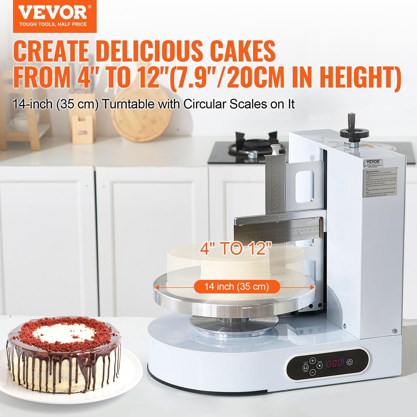 Cake Decorating Machine Cake Frosting Spread for 4" to 12" Cake White