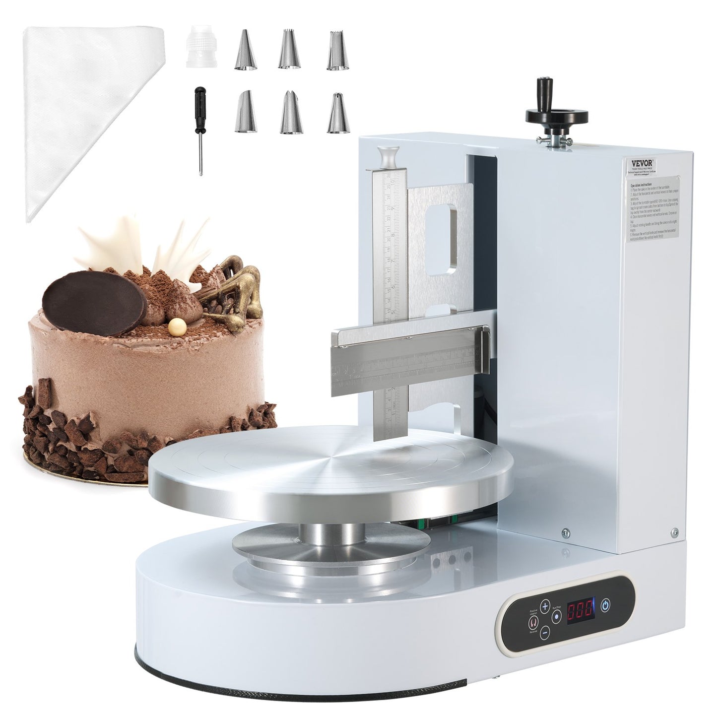 Cake Decorating Machine Cake Frosting Spread for 4" to 12" Cake White