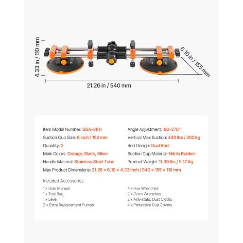 Seam Setter 6" Sugkopp 90° - 270° Justerbar sömskarvning & utjämning | EU