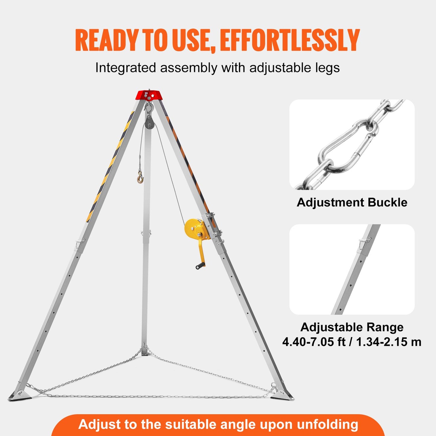 Tripod Kit, 1200 lbs Winch, Confined Space Tripod 7'-ben och 98'-kabel, Confined Space Rescue Tripod 32,8' Fallskydd, Sele, förvaringsväska för traditionella begränsade utrymmen
