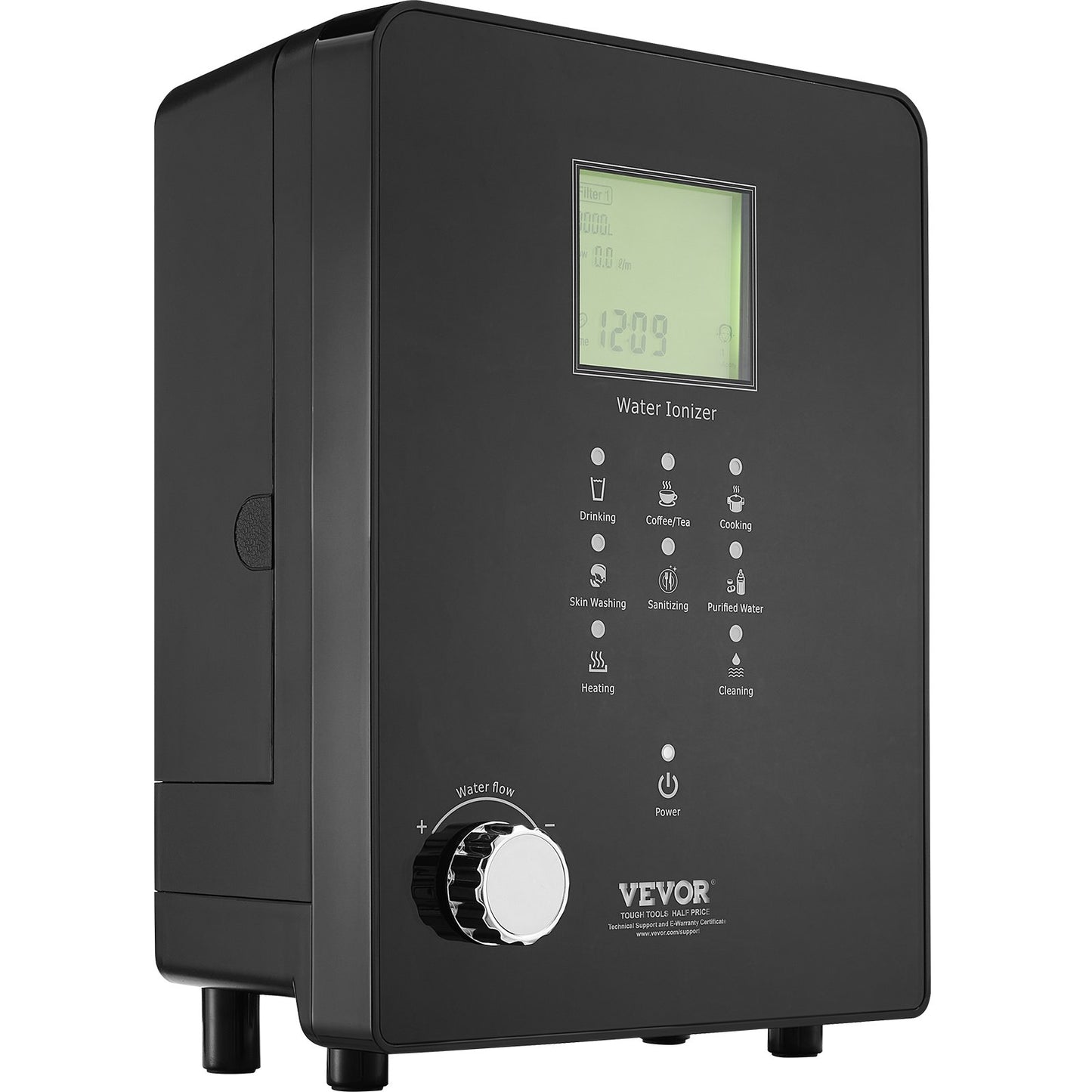 Alkaline Water Ionizer Machine, pH 3-11,2 Alkaline Acidic Hydrogen Water Purifier, 6 vatteninställningar Hemfiltreringssystem, Upp till -800mV ORP, 9000L per filter, UV-funktion, vattenuppvärmning