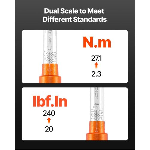 Click Momentnyckelsats 1/4-tums fattning 20-240 lbf-in/2,3-27,1 Nm Orange | EU