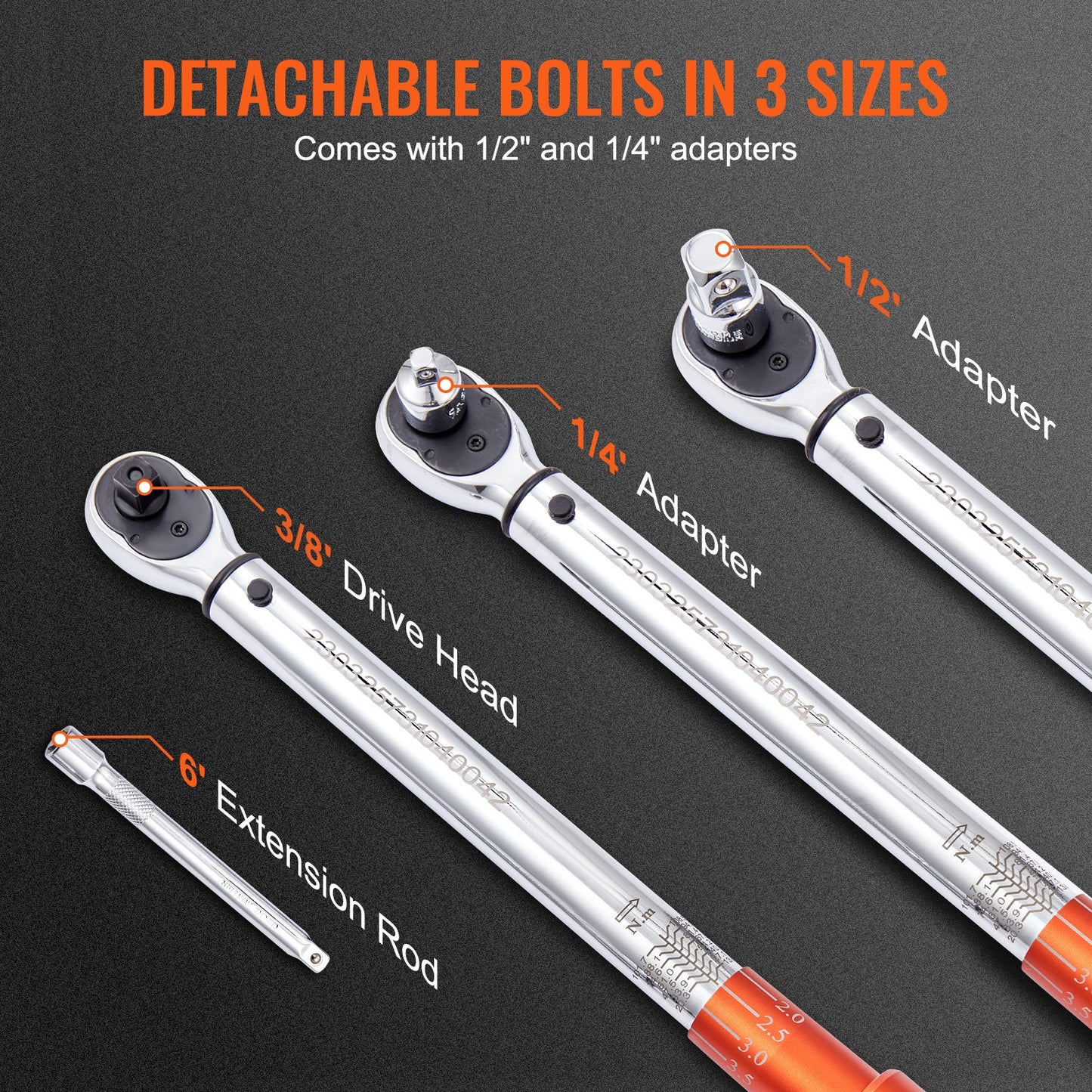 Drehmomentschlüssel, 3/8-Zoll-Antrieb, Klick-Drehmomentschlüssel, 10–80 ft.lb/14–110 Nm, bidirektional einstellbarer Drehmomentschlüsselsatz, mechanischer Drehmomentschlüsselsatz mit Doppelskala und Adapter-Verlängerungsstange