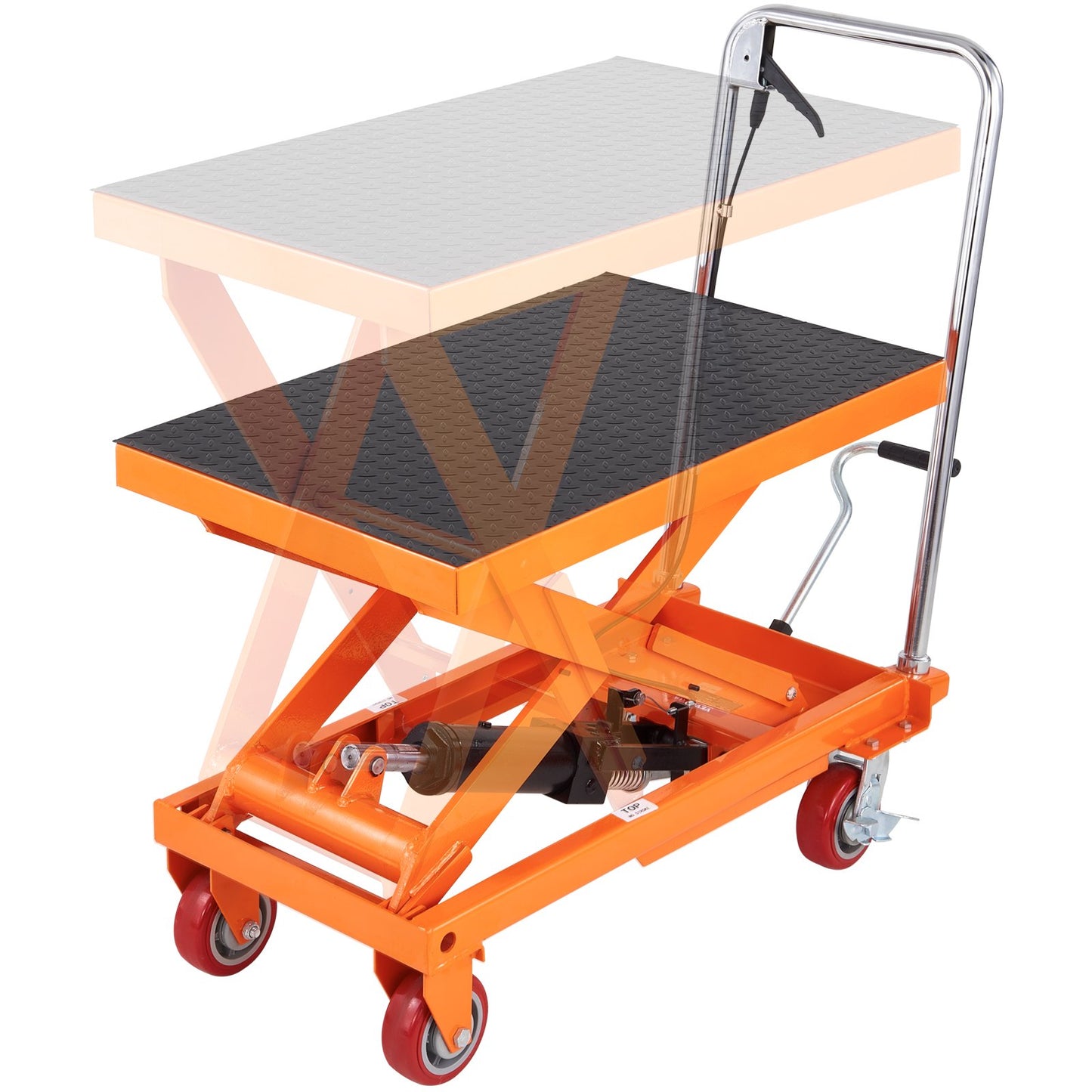 Hydraulic lift table cart, 1100lbs capacity 35.4" lift height, manual lift table with 4 wheels and non-slip pad, hydraulic scissor cart for material handling and transport