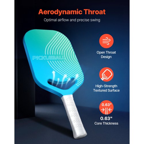 Pro Pickleball Paddle i Kolfiber med Aero Throat Honeycomb Core-racket | EU