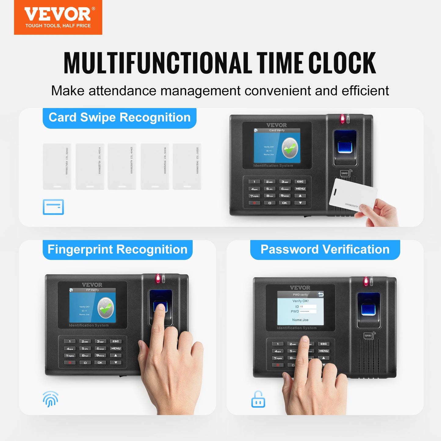 Time Clock Biometrisk klocka 100000 registrerar anställds närvaromaskin