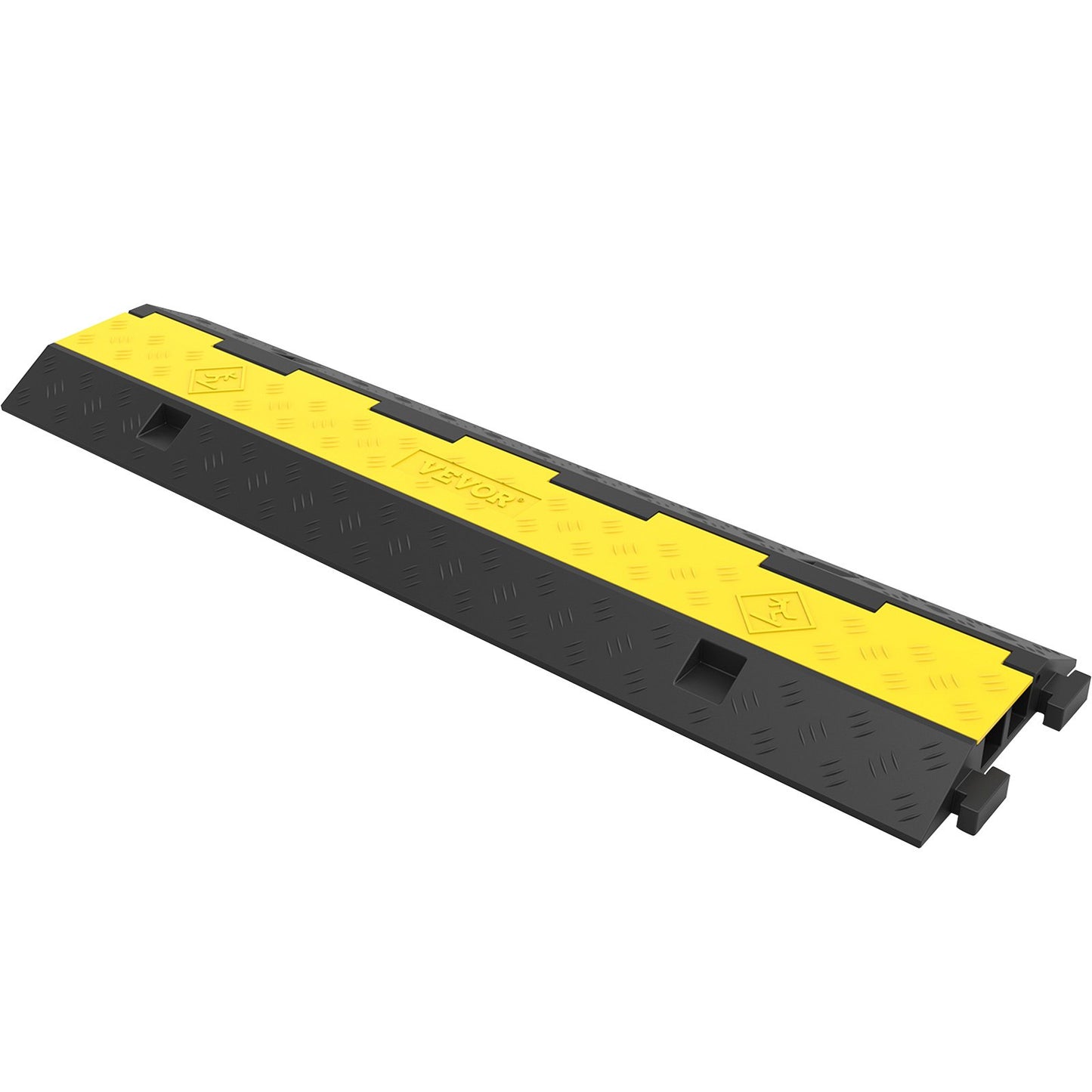 Cable Protection Ramp, 4 Pack 2 Channels Speed Bump, Rubber Modular Speed Barrier Rated 11000 LBS Load Capacity, Protective Wire Cord Ramp Driveway Rubber Traffic Speed Barriers Cable Protection
