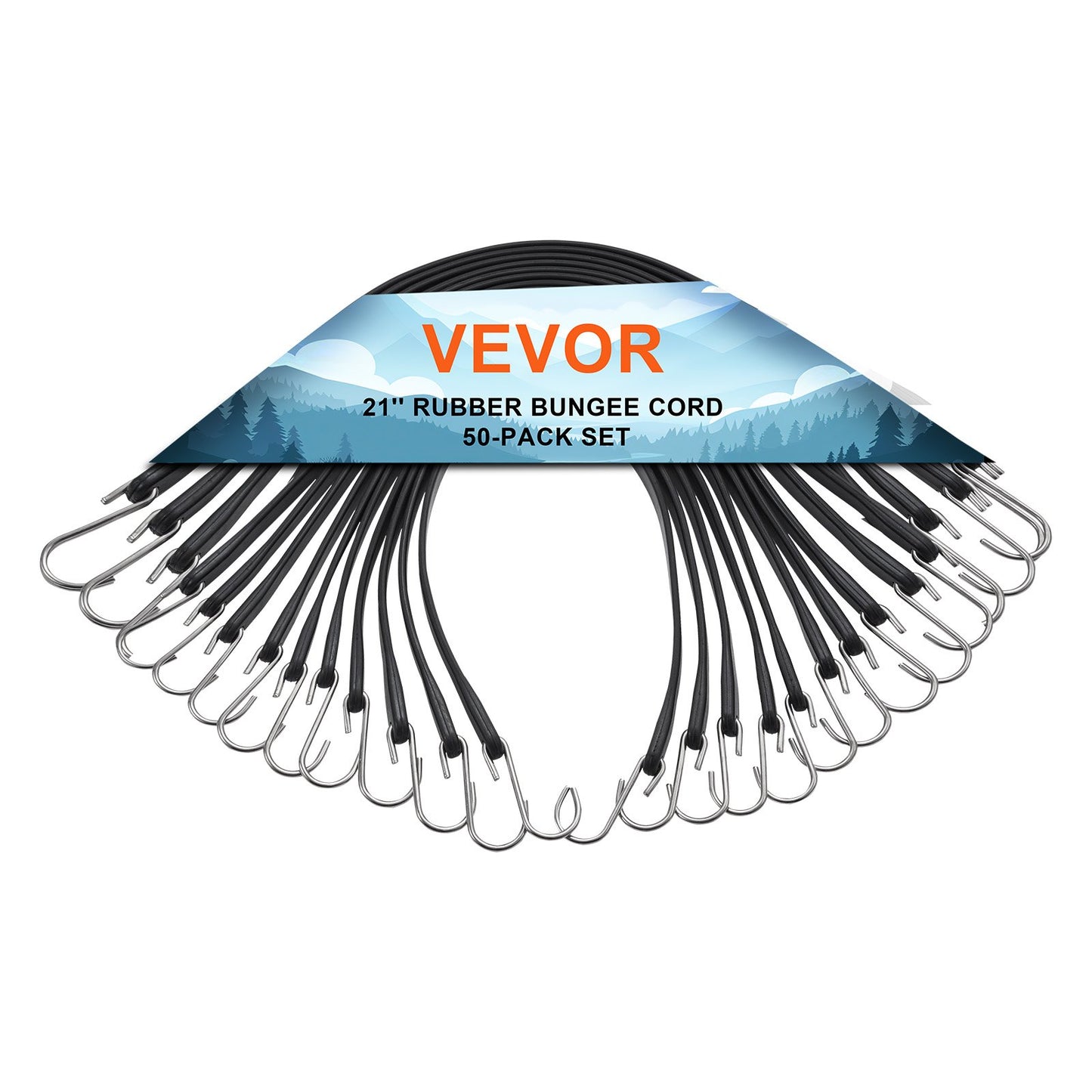50 st Flat Bungee Cord Set 19,8 mm Heavy Duty Bungee Straps med S-krok