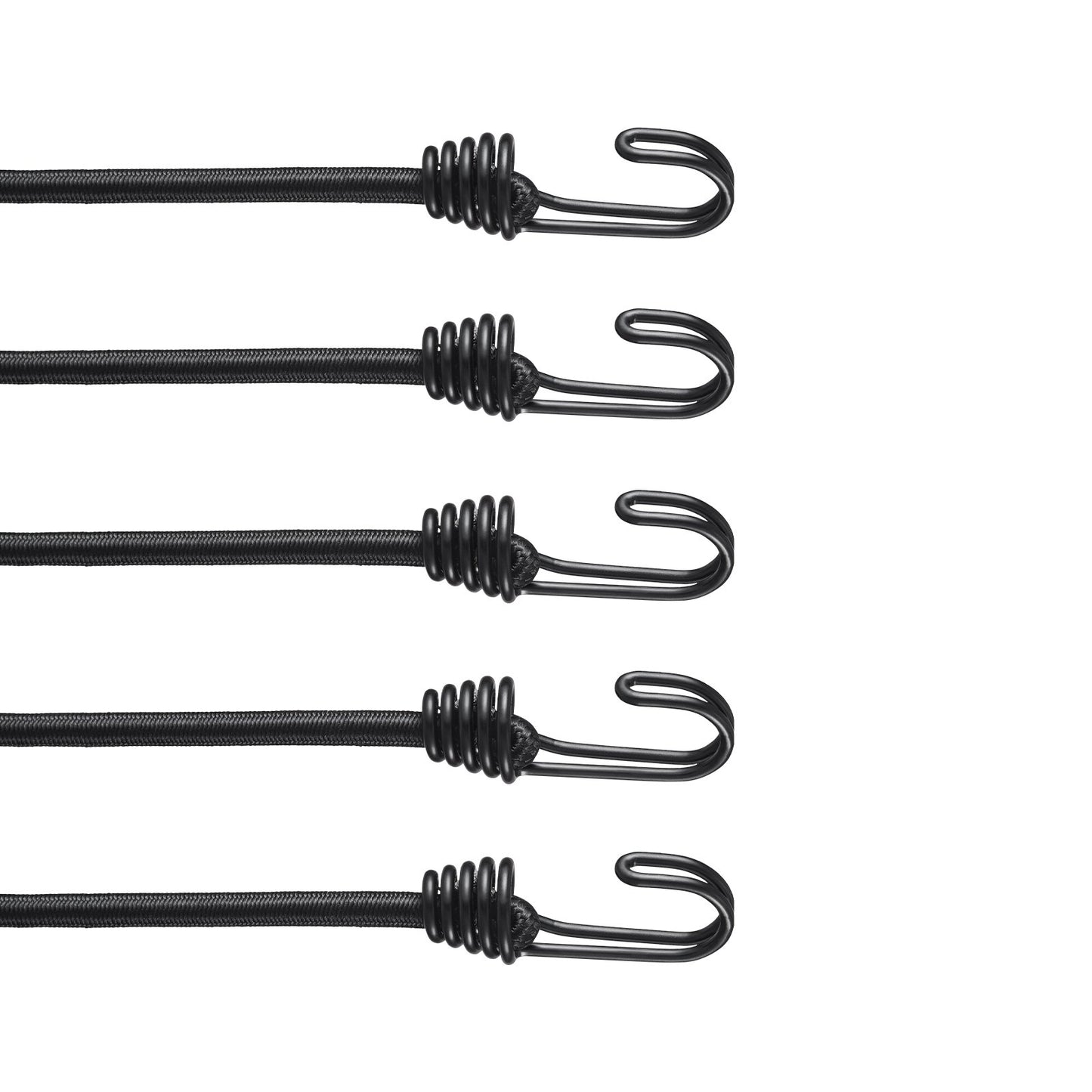 12 st Bungee Linor med Krokar 32 I Heavy Duty Bungee Straps 8 mm Svart