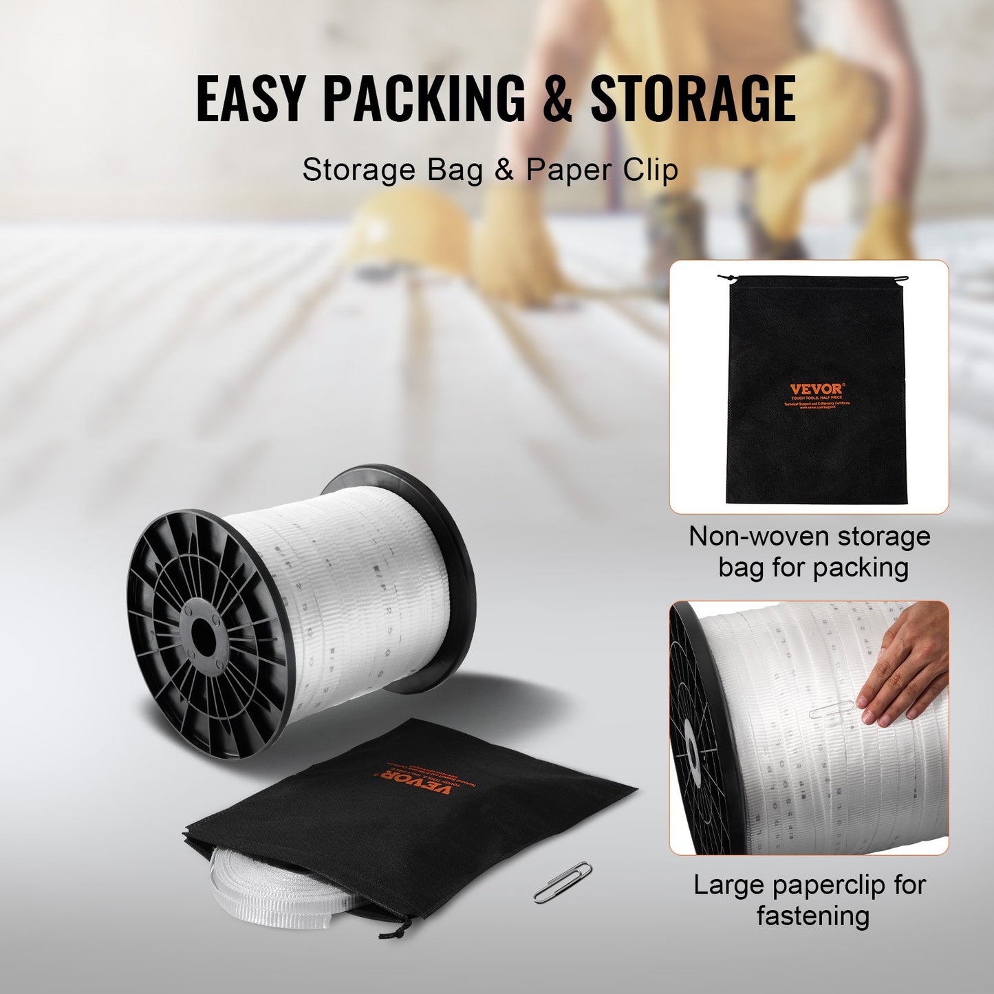 Polyester-Zugband, 3/4" x 318" Mule Tape-Flachseil, 2500 lbf Zugkapazität, bedrucktes Stromkabel-Zugband für Verpackung, Gartenarbeit, gewerbliche Elektrik, Verdrahtungsarbeiten, weiß