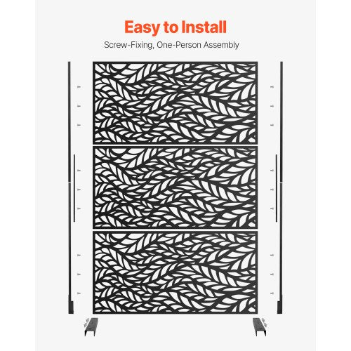 Metal Privacy Screen 47" x 72" Outdoor Privacy Screens & Panels Black
