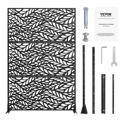 Metal Privacy Screen 47" x 72" Outdoor Privacy Screens & Panels Black