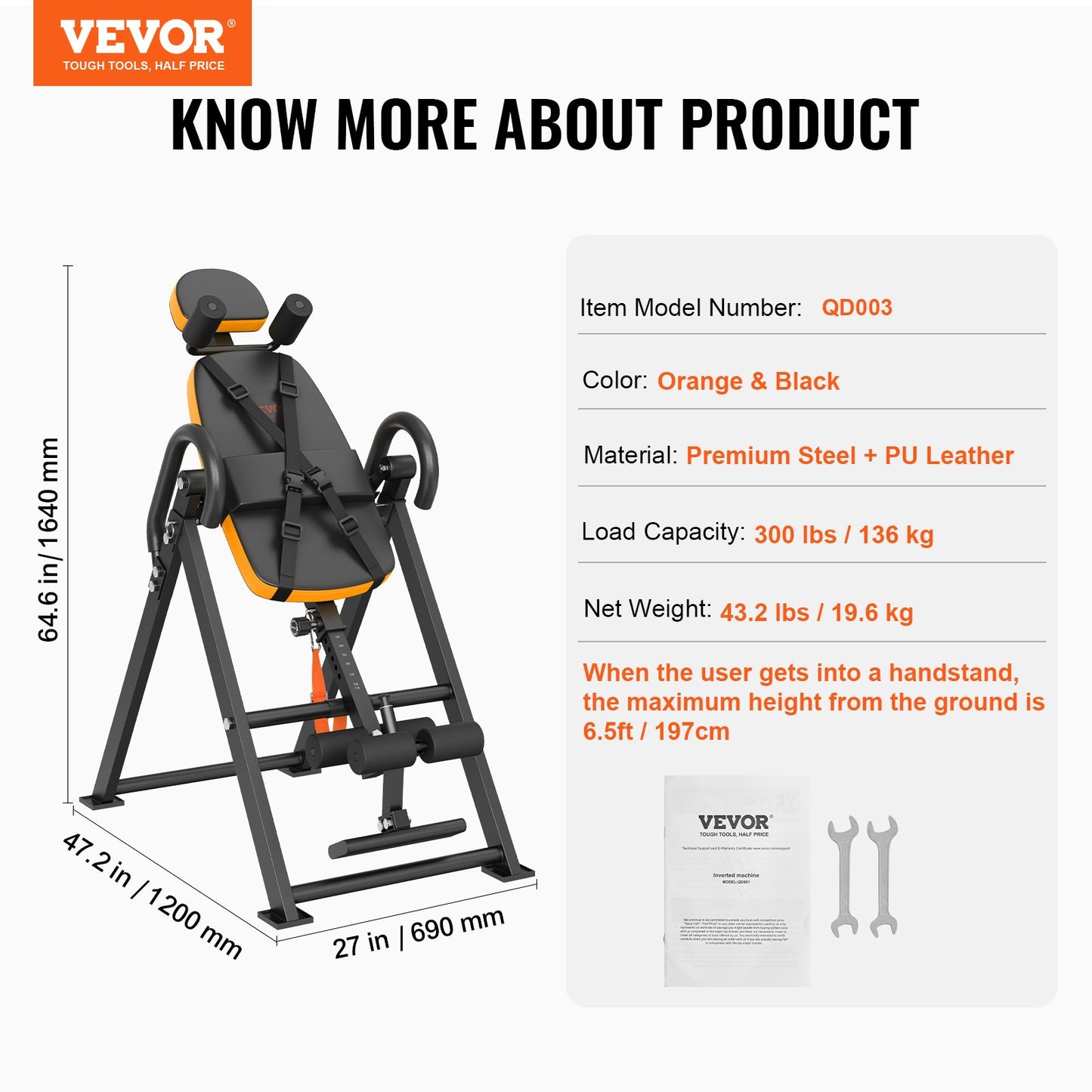 Inversion Table Foldable Strength Training Equipment Hang Training Bench