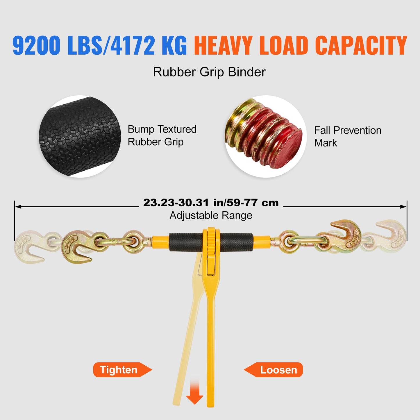 Chain and binder kit 3/8"-1/2" ratchet tie down 3/8" x 10" chain 2 pack