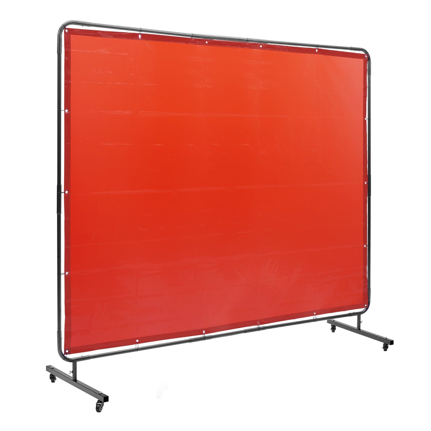 Svetsskärm med ram, 6' x 8' svetsgardinskärm, flamsäker vinylsvetsskyddsskärm på 4 svängbara hjul (2 låsbara), rörlig & professionell för verkstad/industri, röd