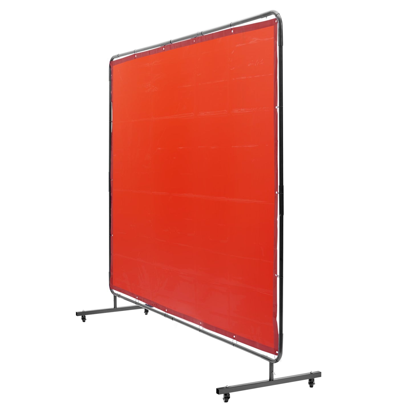 Svetsskärm med ram, 6' x 8' svetsgardinskärm, flamsäker vinylsvetsskyddsskärm på 4 svängbara hjul (2 låsbara), rörlig & professionell för verkstad/industri, röd