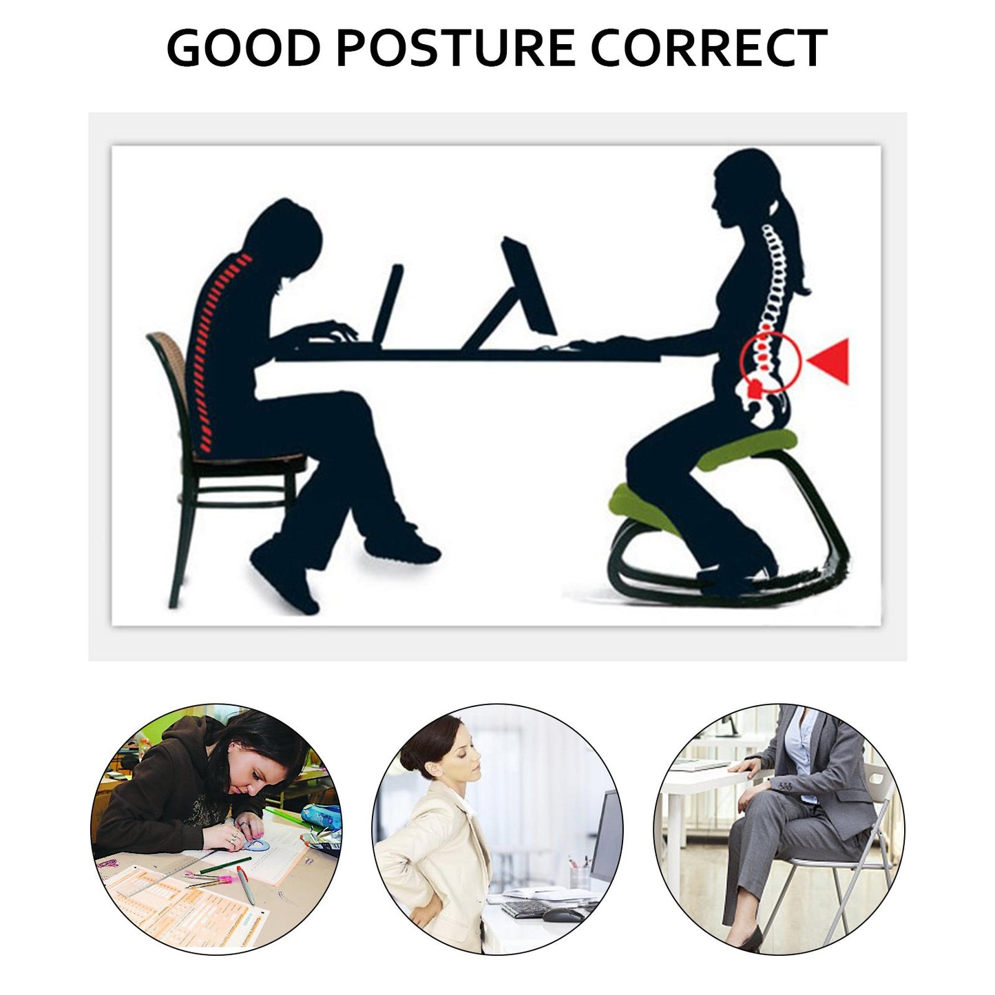Ergonomisk knästol 220LB Lastkapacitet Knäställning Skrivbordsstol Pall med höftkudde Knäböjande Ergonomisk pall för hemmakontor Bra hållning Datorpall
