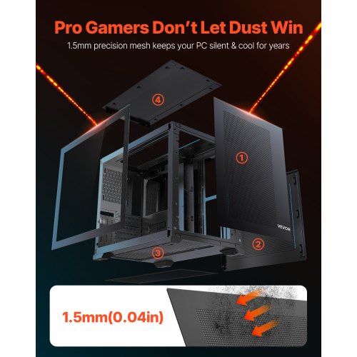 Mid-Tower ATX PC-chassi med dubbla kammare, speldatorchassi, ingen fläkt ingår | EU