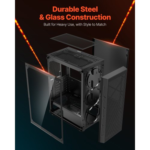 Mid-Tower ATX PC Gaming Chassin Datorchassi med 3 x 120 mm ARGB-fläktar | EU