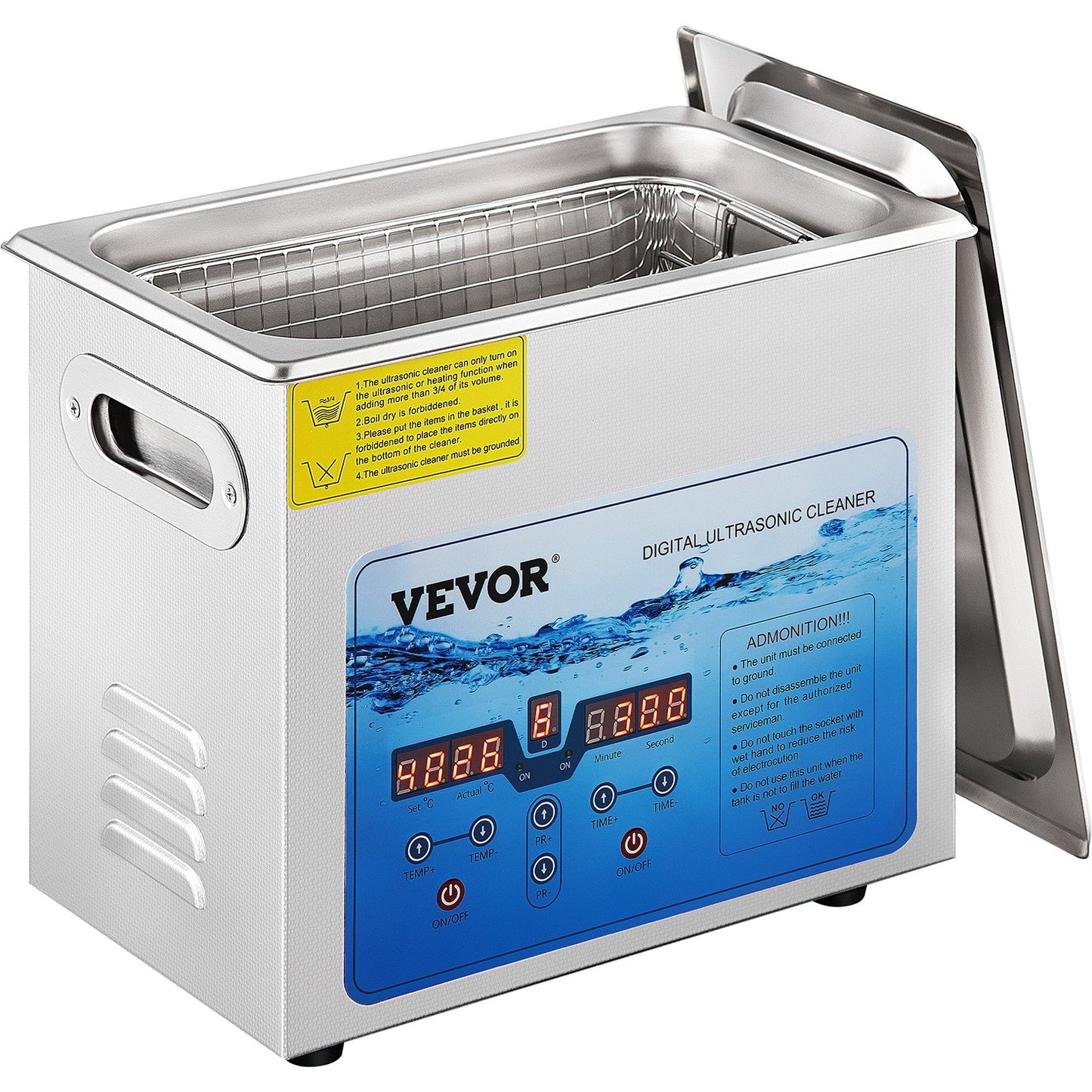 Ultrasonic Cleaner, 36KHz~40KHz Adjustable Frequency, 6L 220V, Ultrasonic Cleaning Machine with Digital Timer and Heater, Lab Sonic Cleaner for Jewelry Watch Glasses Coins, FCC/CE/RoHS Listed