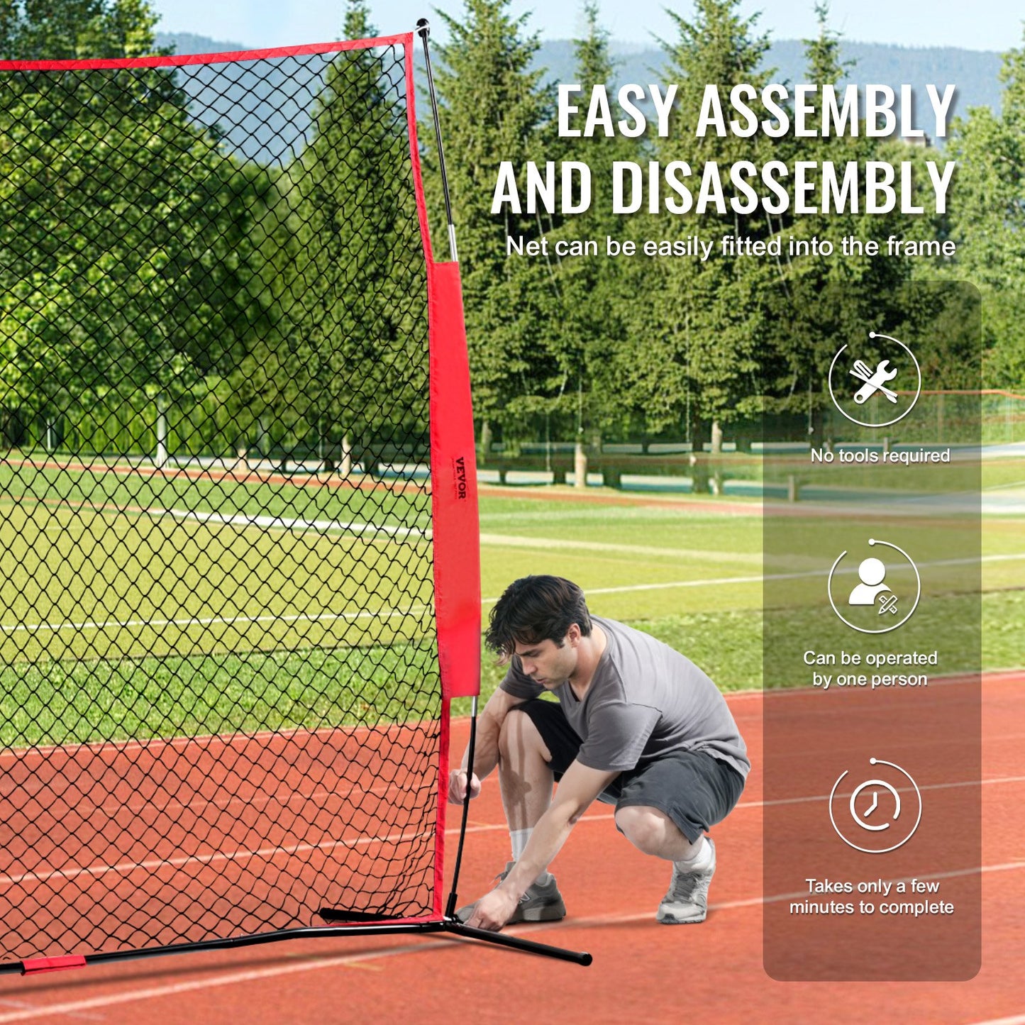 Barricade Backstop Net, 7x7 ft Ball Sports Barriärnät, Bärbar träningsutrustning med bärväska, Skyddsskärm för Baseball Softball Lacrosse Fotboll Hockeyträning, för bakgård