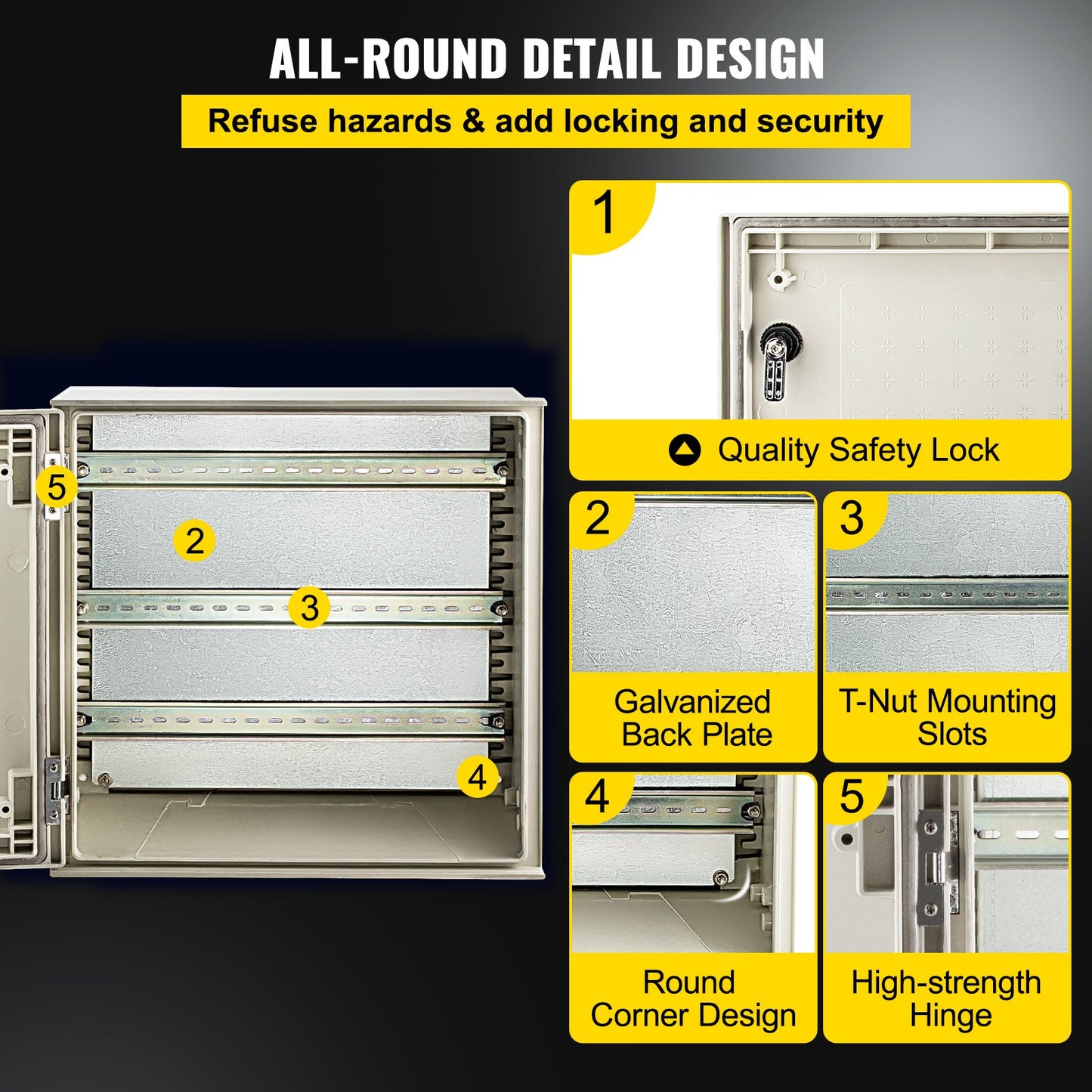 NEMA Fiberglass Enclosure, 16 x 16 x 8 in NEMA 4X Fiberglass Electrical Box, IP66 Waterproof and Dustproof, Outdoor/Indoor Electrical Junction Box, with Mounting Plate (40 x 40 x 20 cm)
