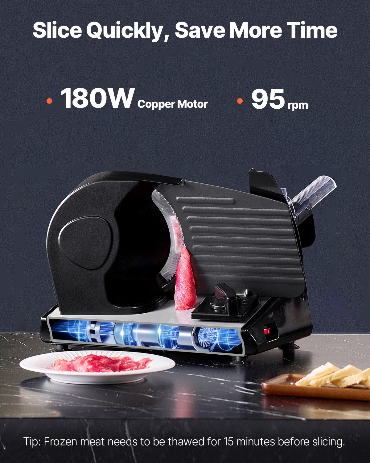 Köttskärare 180W 7,5" Elektrisk Deli Food Slicer för köttbrödsost