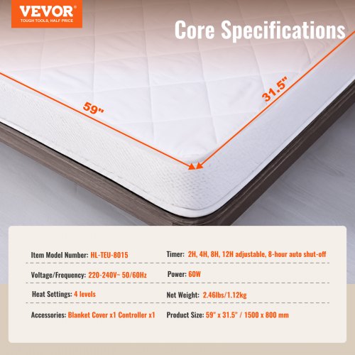 Beheizte Matratzenauflage 150 x 80 cm Elektrische Bettheizung mit Timer Auto Off | EU