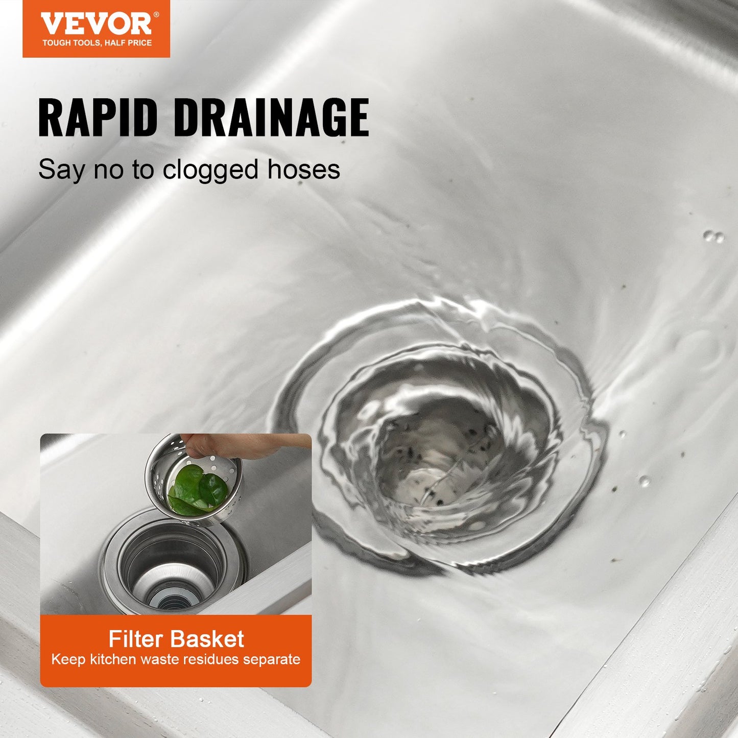 Stainless Steel Sink, Freestanding Single Bowl Commercial Sink Set with Worktop, 39.4 x 19.1 x 37.4 in Commercial Sinks for Garage, Restaurant, Laundry, NSF Certified