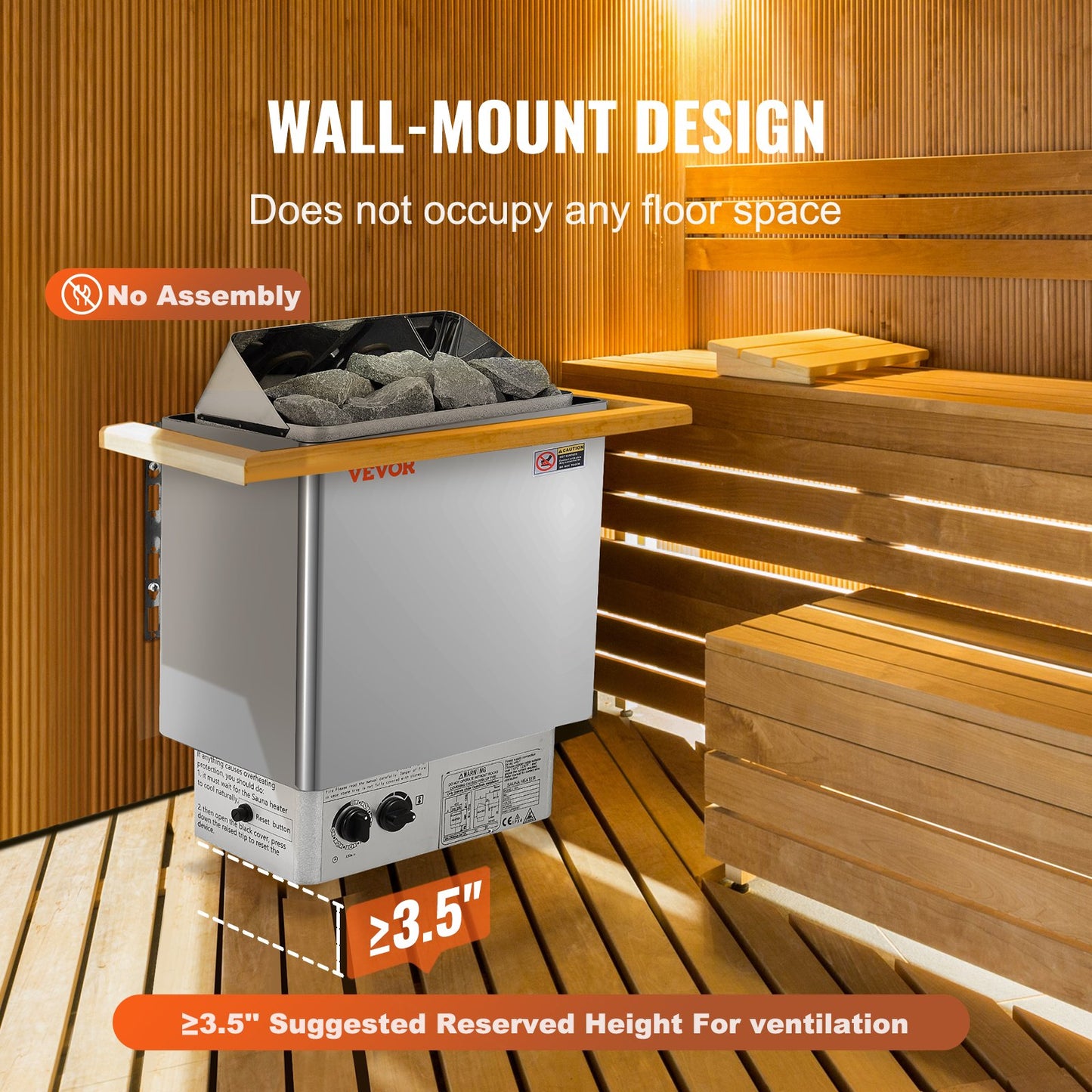 8KW Electric Sauna Heater Built-in Control 8-12 m³HomeSpa Stainless Steel