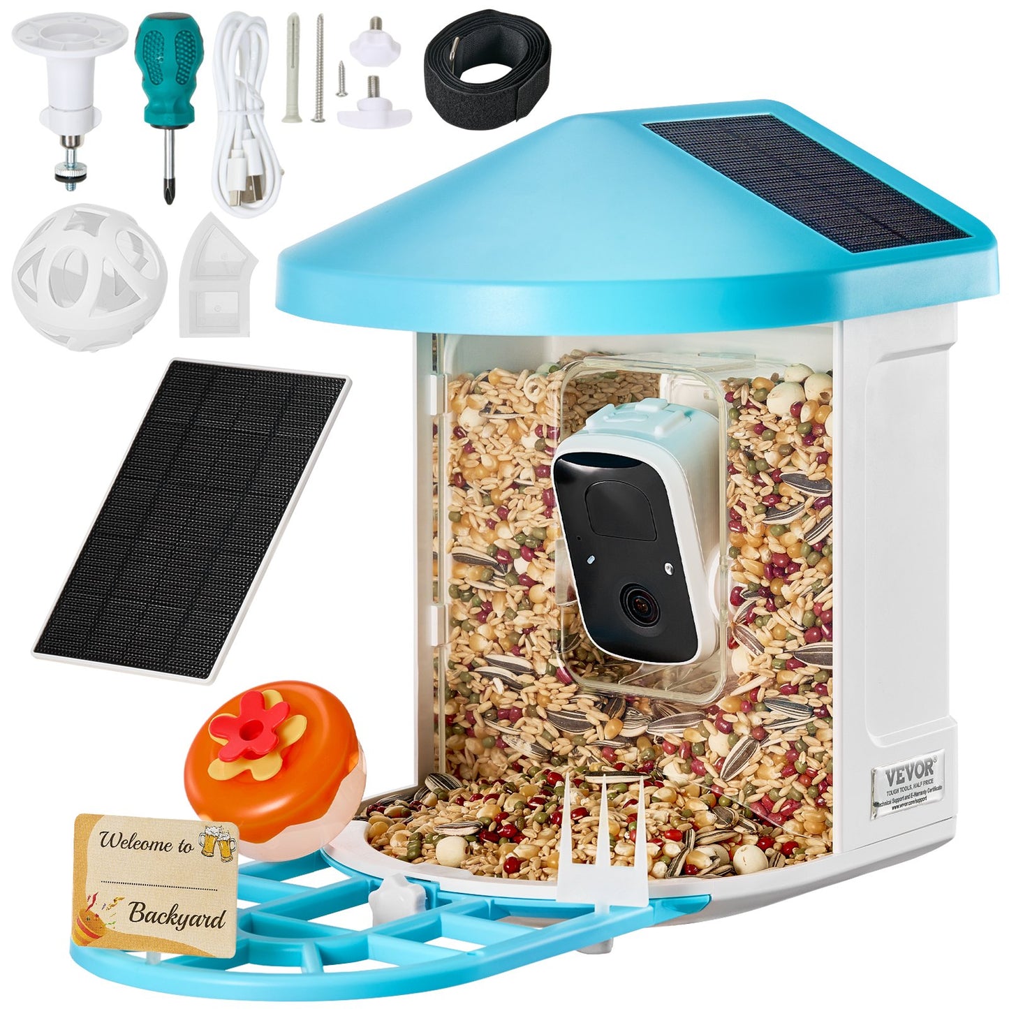 Smart Bird Feeder med kamera AI Identifiera 10 000+ fågelarter Soldriven