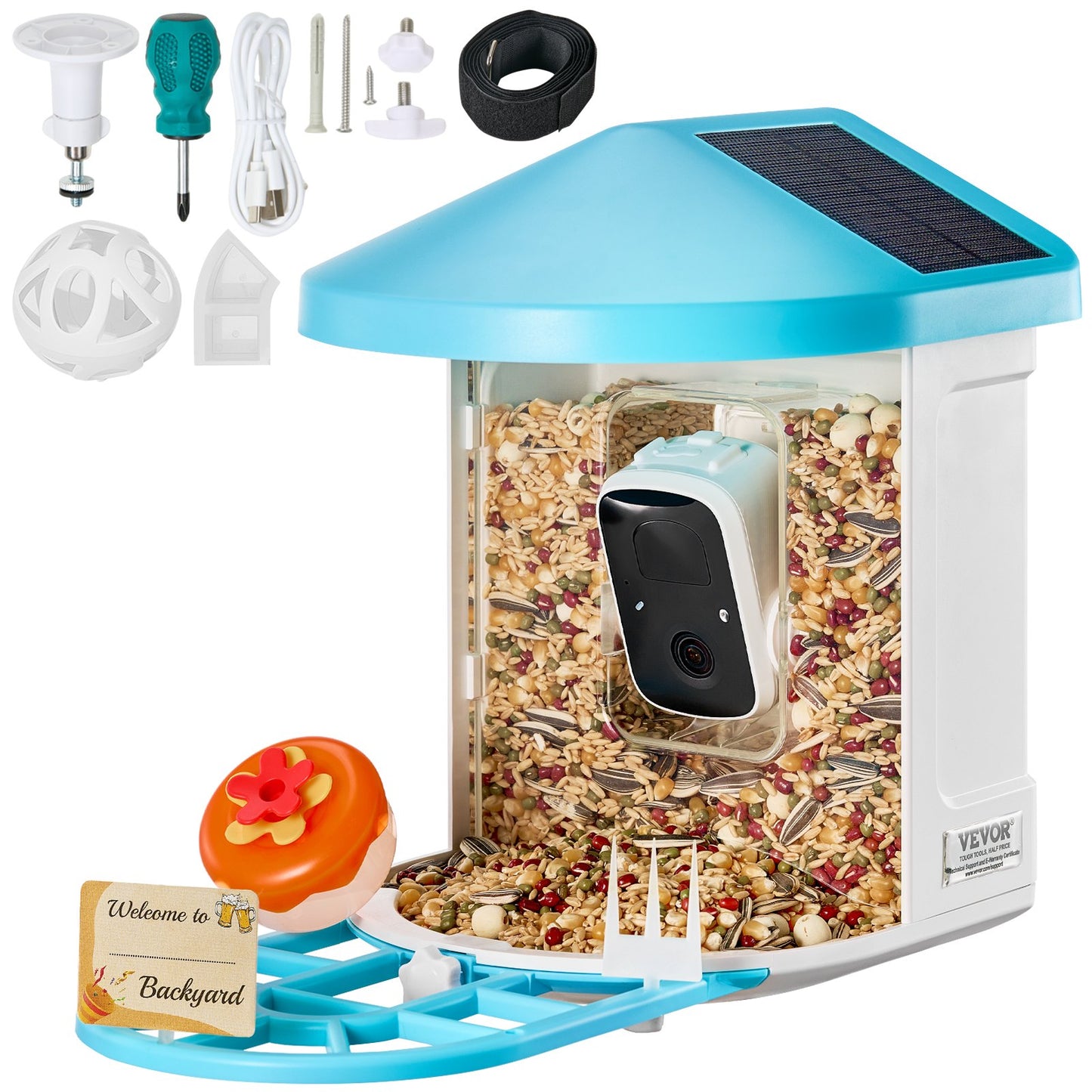 Smart Bird Feeder med kamera 2K HD AI Identifiera fågelarter Soldriven