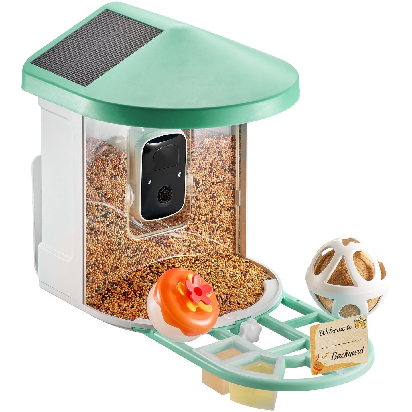 Smart Bird Feeder med kamera 2K HD AI Identifiera fågelarter Soldriven