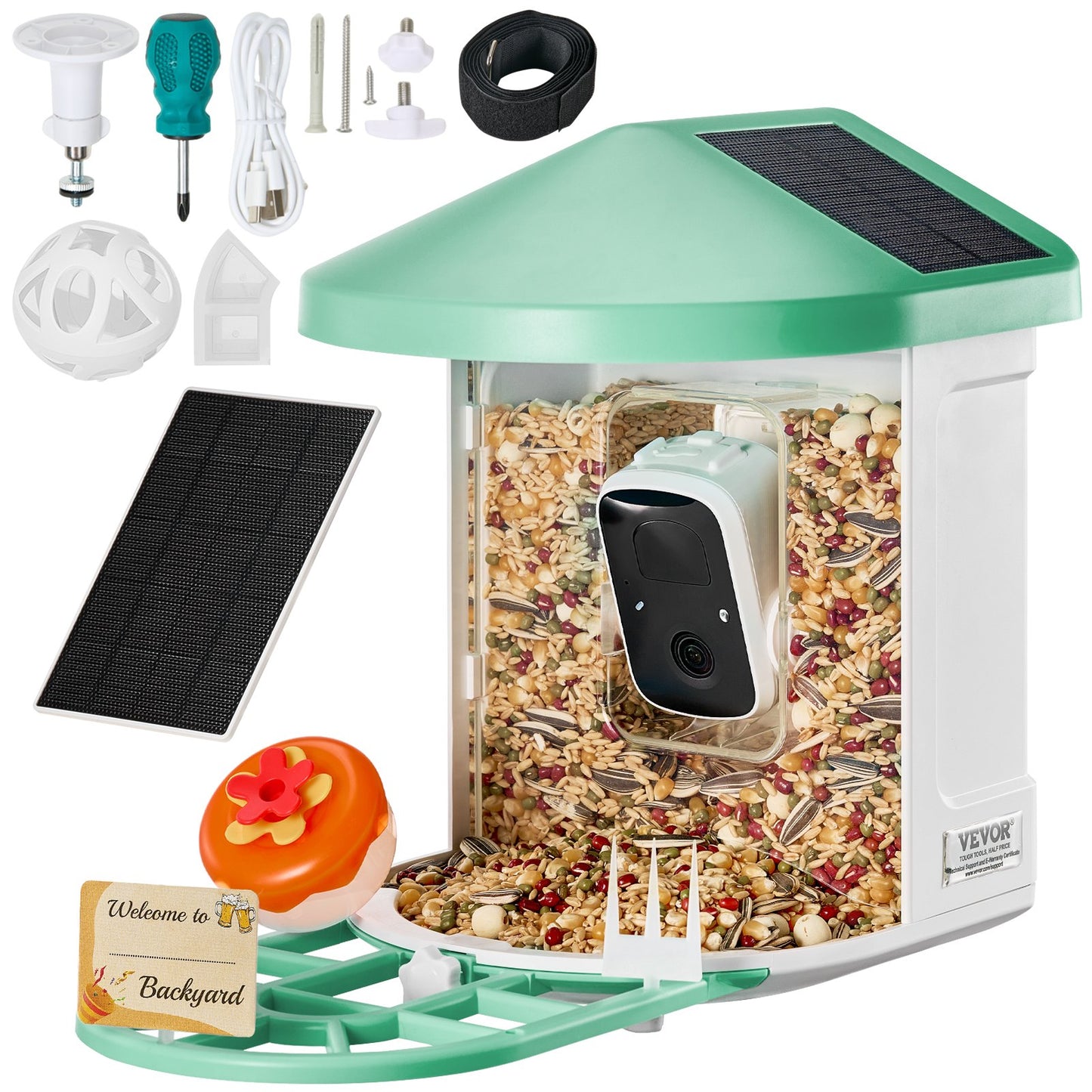 Smart Bird Feeder med kamera AI Identifiera 10 000+ fågelarter Soldriven